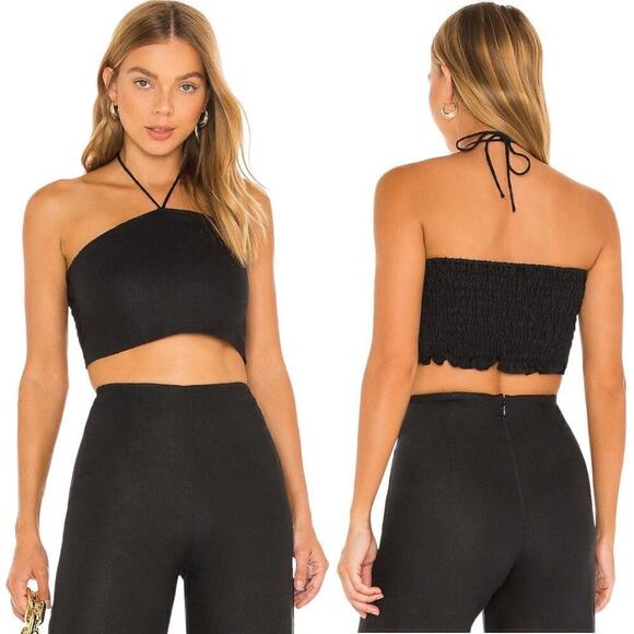 NWT Faithfull The Brand Calipo Black Cropped Halter Top Women’s Size M - Picture 1 of 8